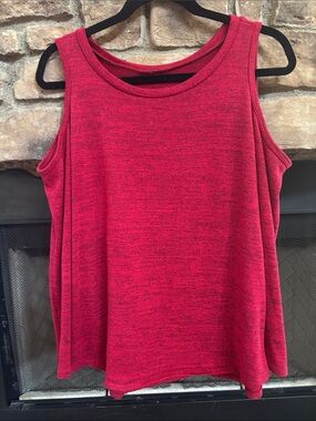 Women’s Red with black cold shoulder sweater. Size Large
